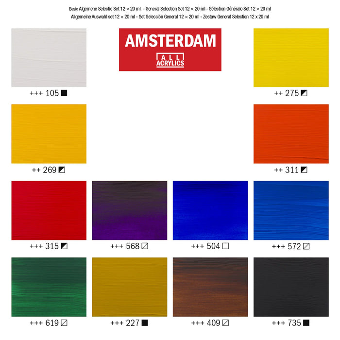 Set Selección General de Acrílicos Standard Series 12x20ml Amsterdam