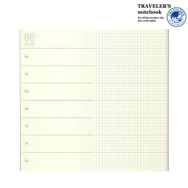 TRAVELER'S notebook Regular 019 Refill Free Diary Weekly + Grid Notebook