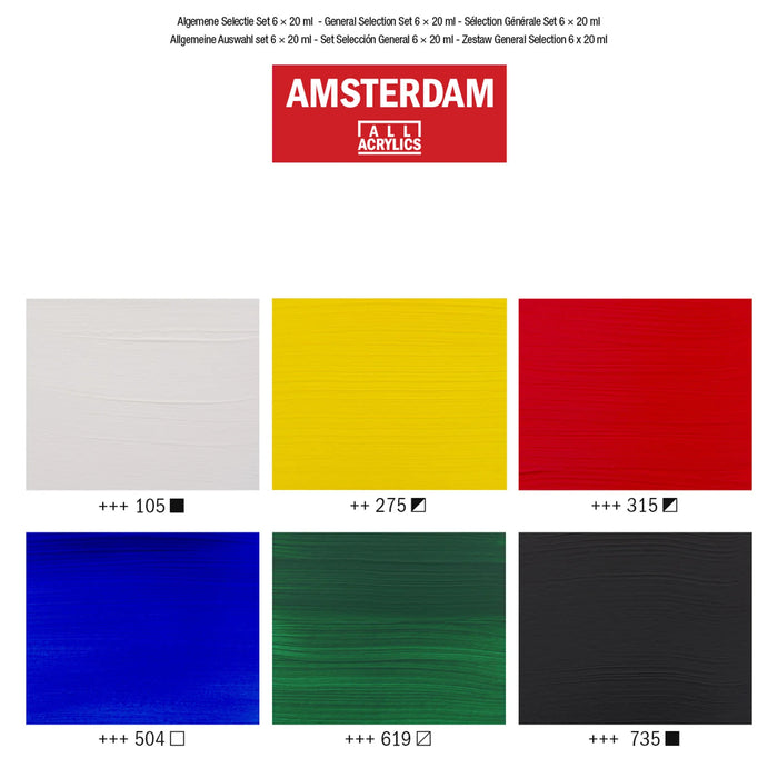 General Selection Set of Standard Series acrylics 6x20ml Amsterdam