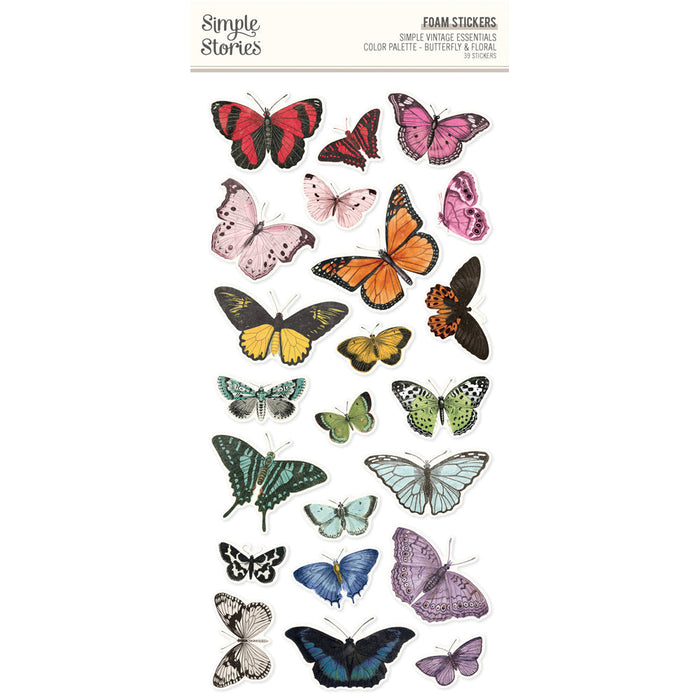Foam Stickers Butterfly & Floral Simple Vintage Essentials Color Palette