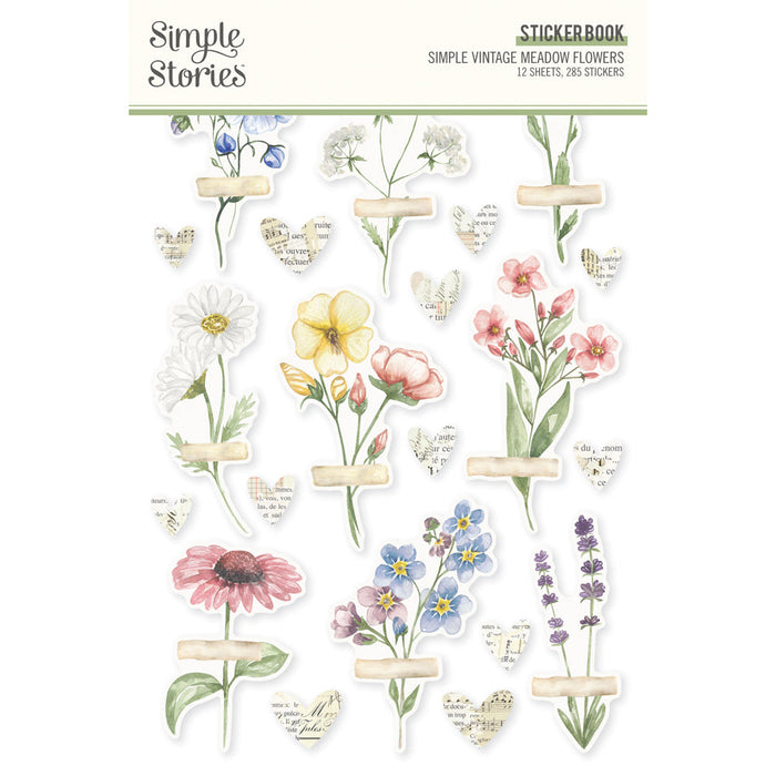 Sticker Book Simple Vintage Meadow Flowers