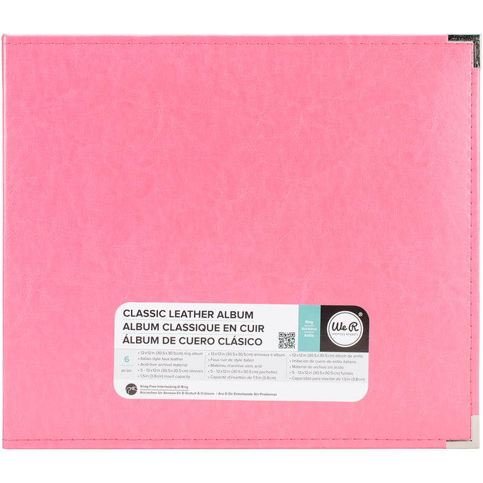 We R Classic Leather D-Ring Album 12"X12"-Strawberry