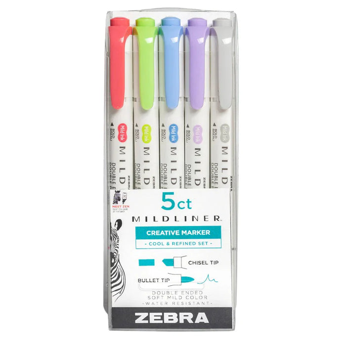 Set de 5 Subrayadores Mildliner Pastel Cool & Refined Zebra