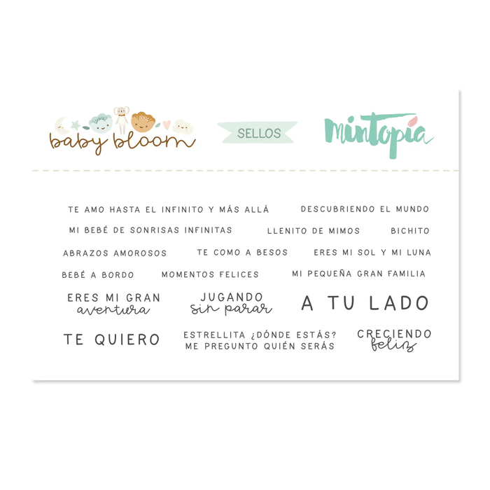 Baby Bloom Phrases Stamp coordinated with SPANISH phrases die
