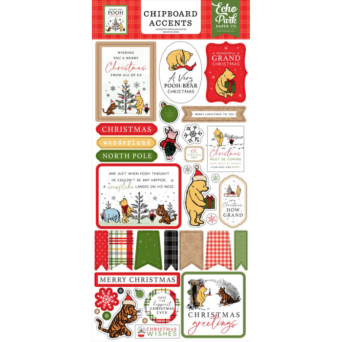 Chipboard Accents Winnie The Pooh Christmas