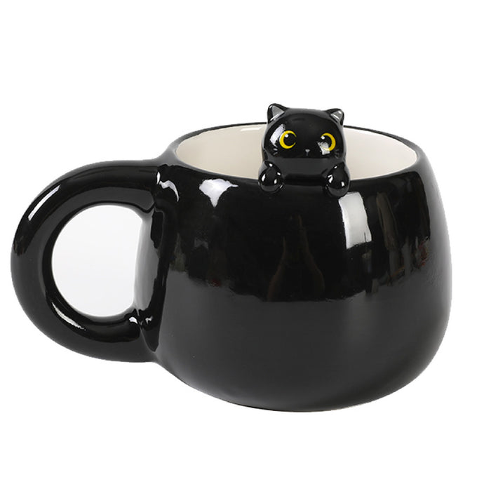 Ceramic Mug with Black Cat Charm