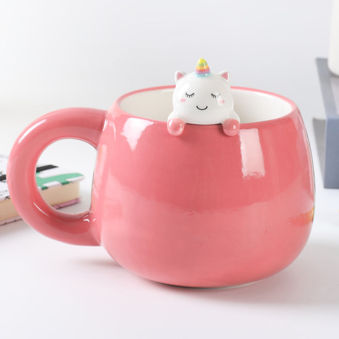 Ceramic Mug with Unicorn Charm