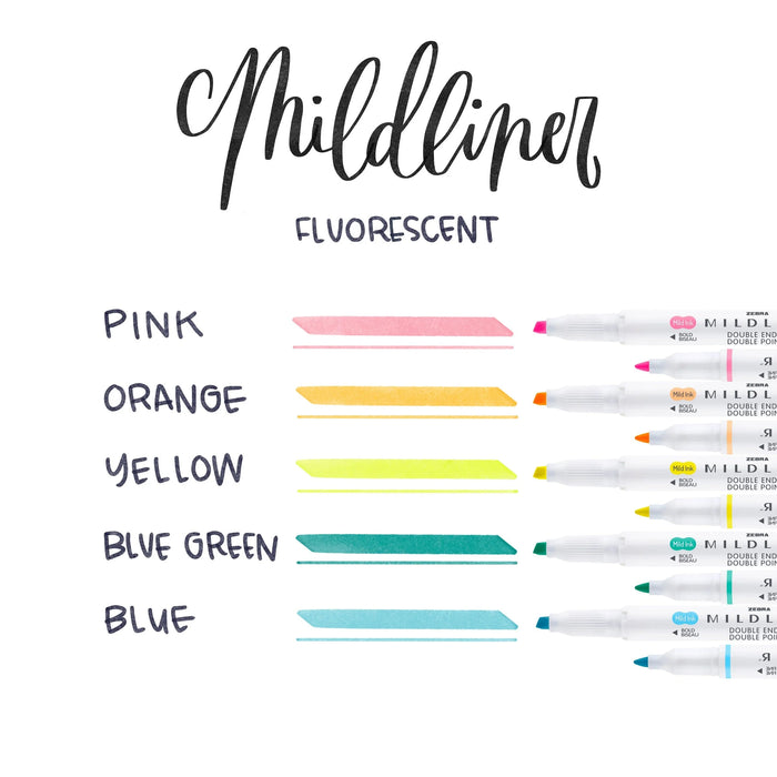 Set de 5 Subrayadores Mildliner Pastel Fluorescent Zebra