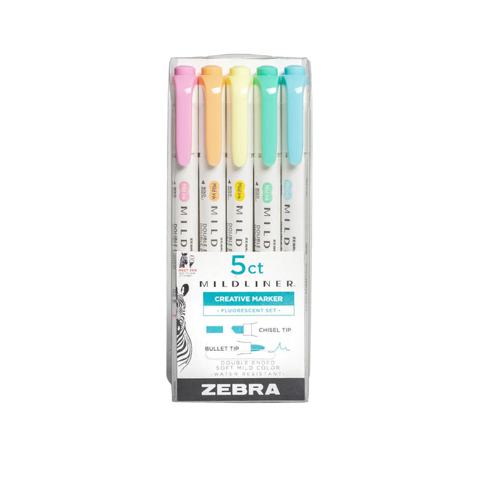 Set de 5 Subrayadores Mildliner Pastel Fluorescent Zebra