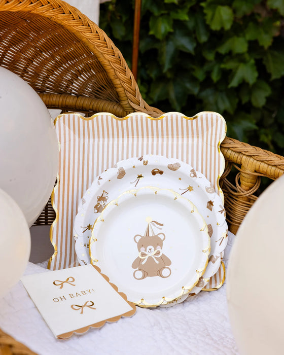 Assiette en carton à motif d'ours en peluche