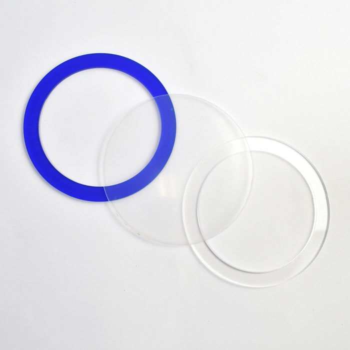 Ensemble de shakers circulaires en méthacrylate translucide bleu royal