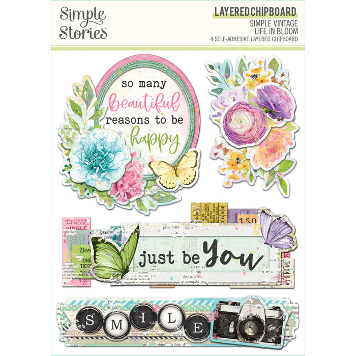 Layered Chipboard Simple Vintage Life in Bloom