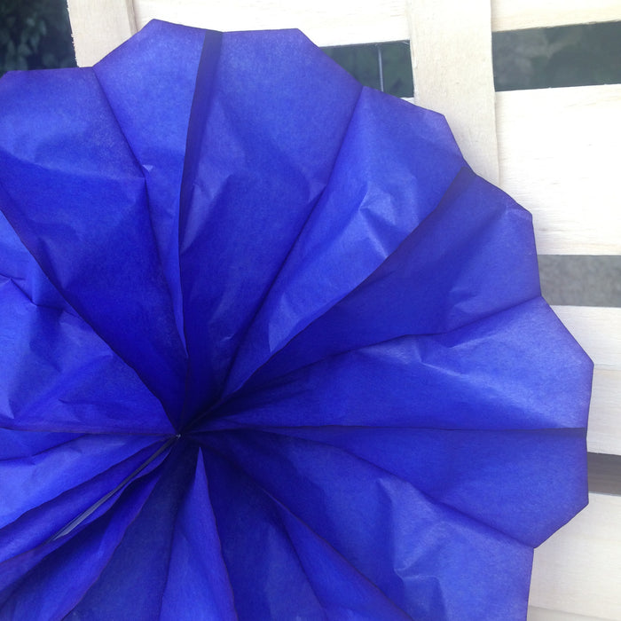 Royal Blue Paper Fan 11''