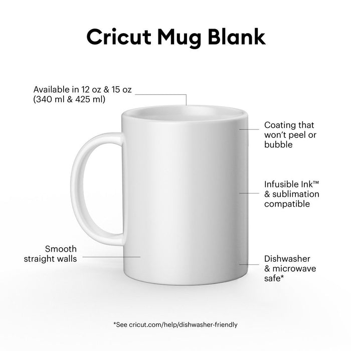 Set 2 Ceramic Mugs 443ml White Cricut Mug Press - SALE - PREVENTA-