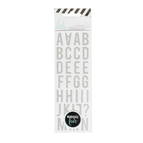 Mini Alphabet Stickers Paillettes Argentées pour Lightbox