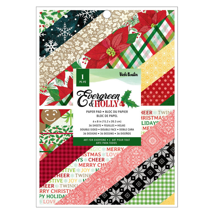 Block de Pequeño Evergreen and Holly - Double-Sided - 6 x 8 - 36 Sheets