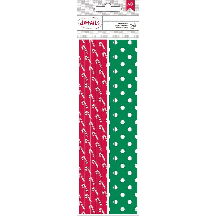 Christmas Candy Cane and Polka Dot Straws in Green