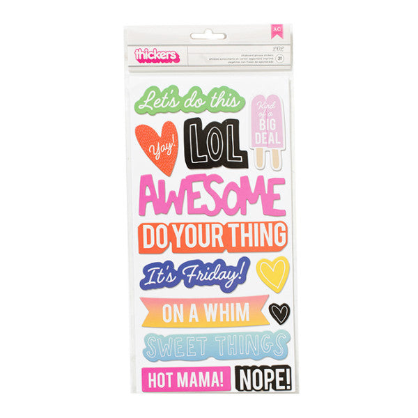 Sticker Sheet with phrases On A Whim