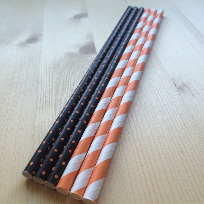 Halloween Stripes and Polka Dots Straws