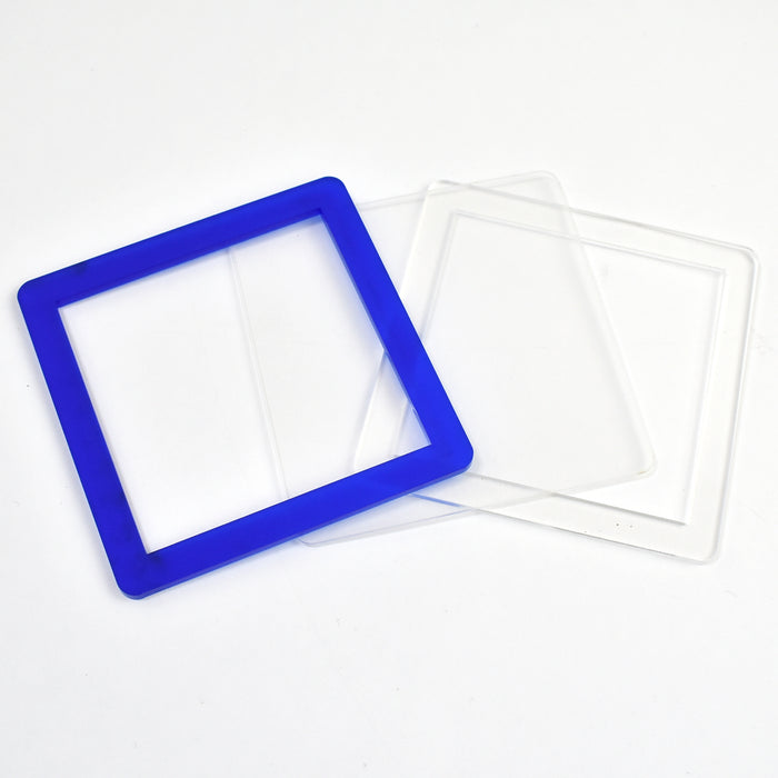 Ensemble de shaker carré en méthacrylate translucide bleu royal