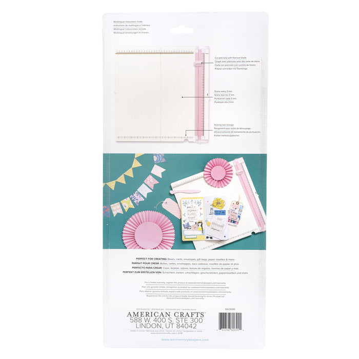 Cisailles et base pour marquer Metric Trim & Score Board Pink 30x30 cm.