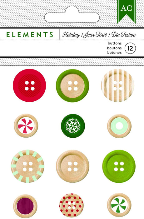 Wood decorative buttons holiday 