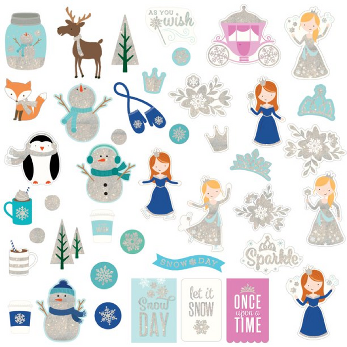 Winter Wonderland princess stickers sheet