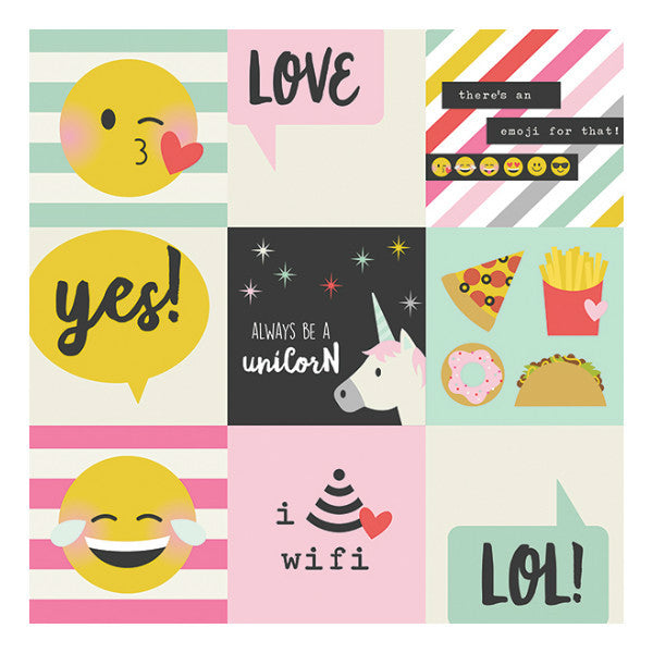 Papel Journaling Cards Elements 10x10 Emoji Love