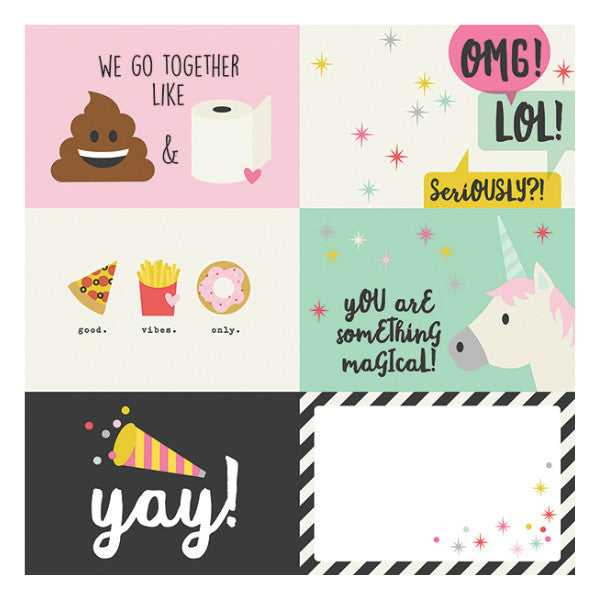 Papel Horizontal Journaling Cards 10x15 Emoji Love
