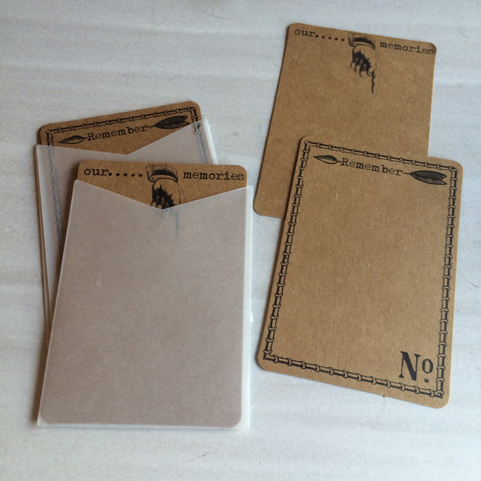 Craft labels with tracing paper envelope. Craft & Vintage
