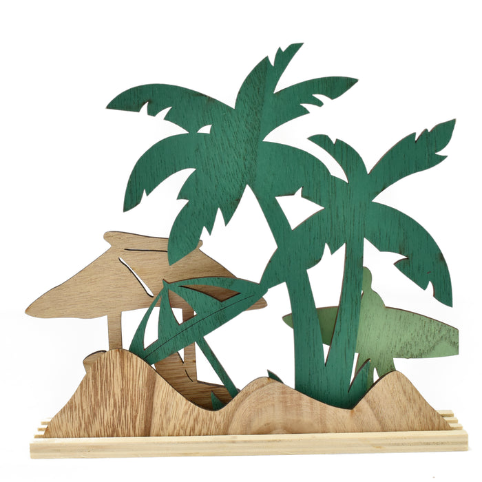 Wood Ornament Surfer Palm