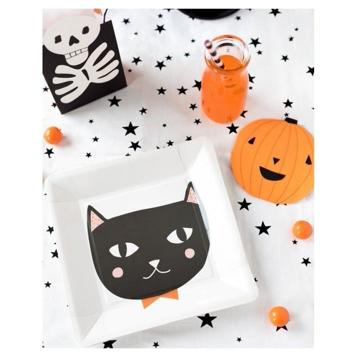 Assiettes en papier chat d'Halloween