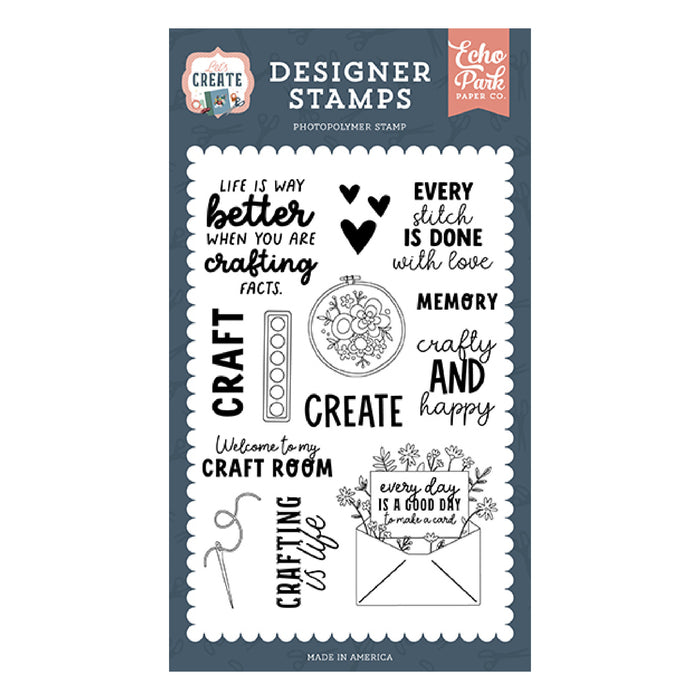 Crafty And Happy Stamp Set Let's Create