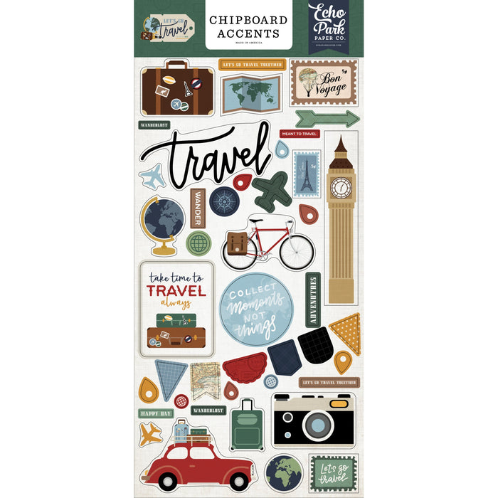 Chipboard Accents Let's Go Travel