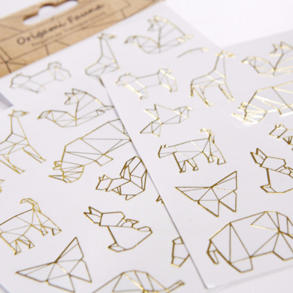 Pegatinas Transparentes Origami Fauna