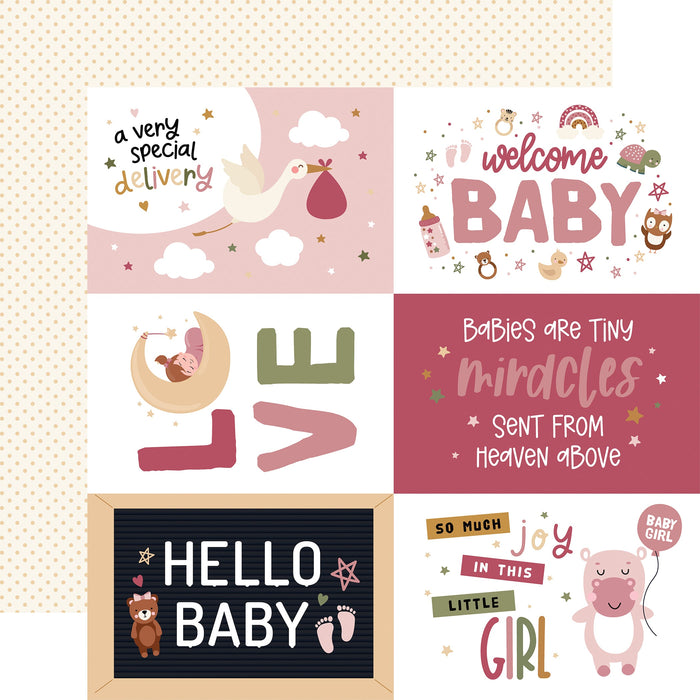 Papel 6x4 Journaling Cards Special Delivery Baby Girl
