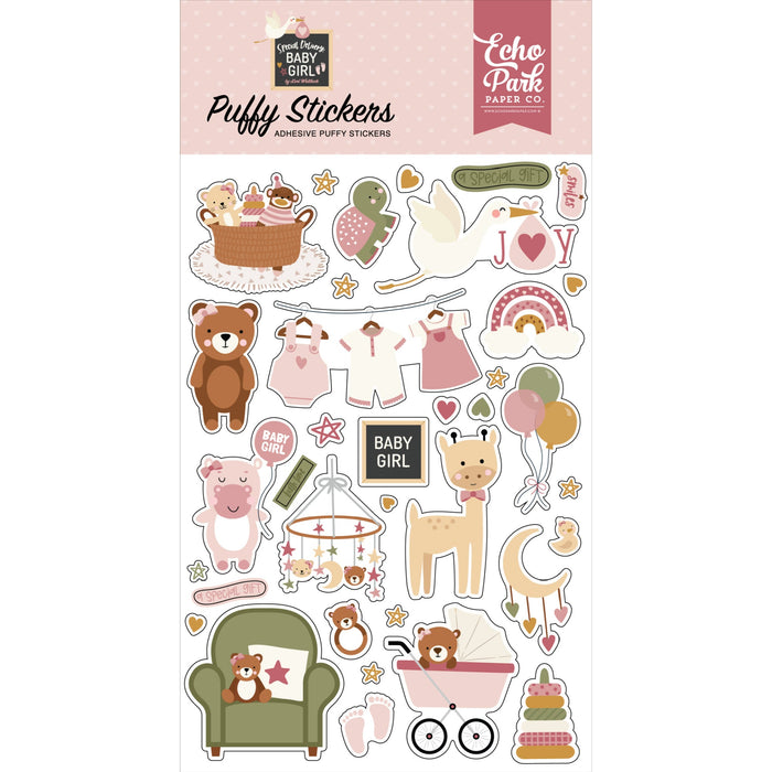Puffy Special Delivery Baby Girl Stickers