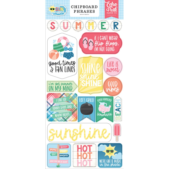 Chipboard Phrases Sun Kissed