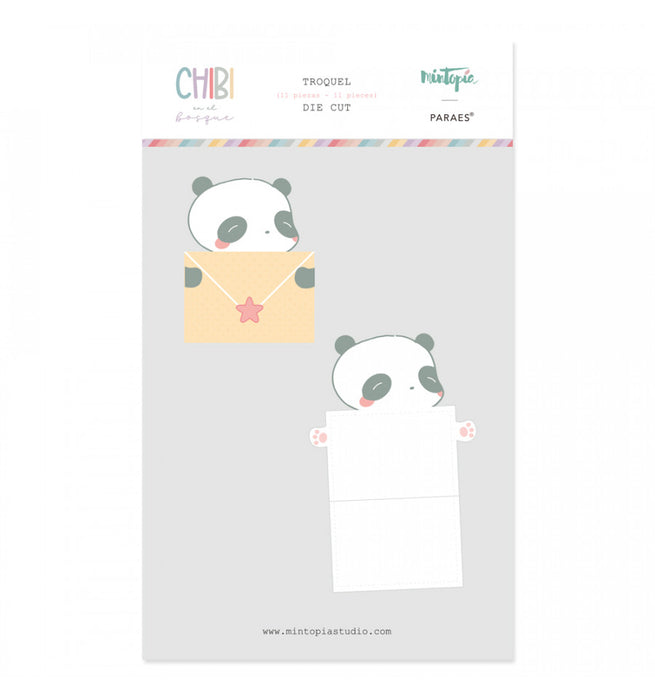Chibi panda in the Forest Card Die