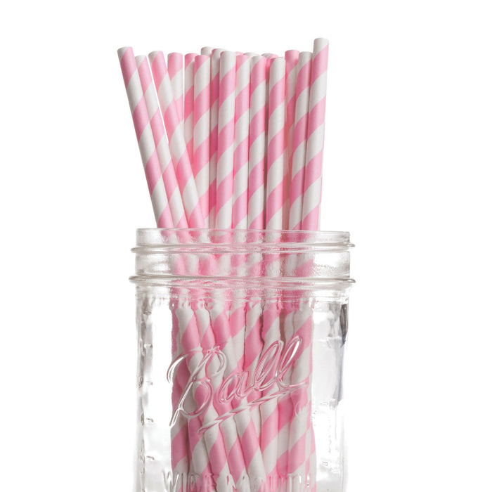Vintage straws bubblegum pink stripes 25 units by Dress my Cupcake
