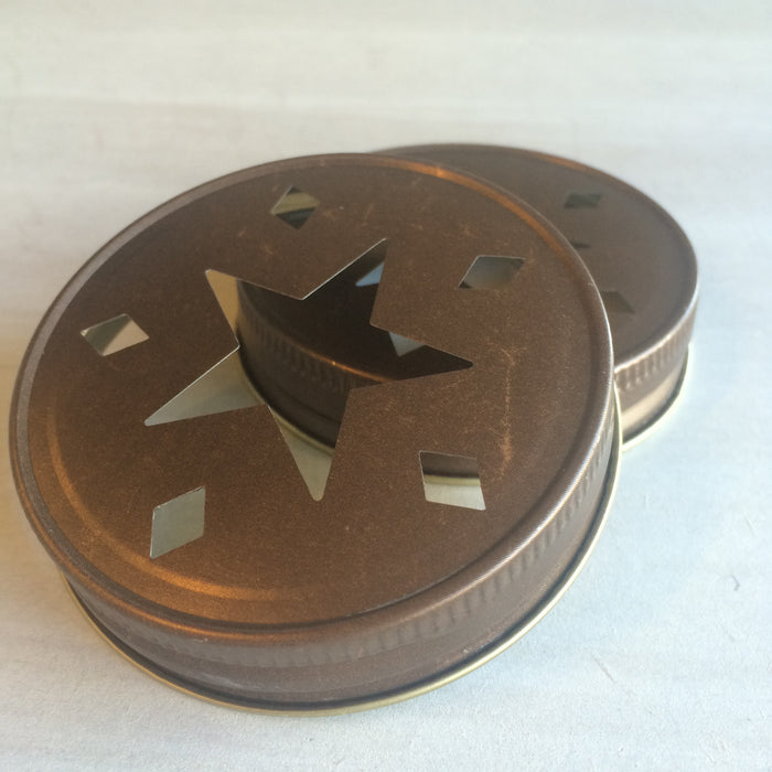 Couvercle d'étoile en bronze rustique Mason Jar