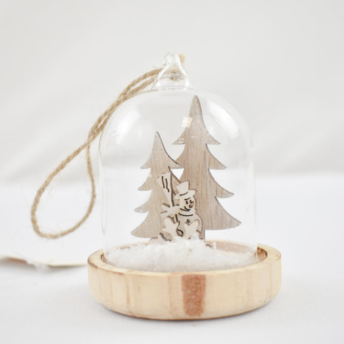 Snowman Hanging Glass Bell